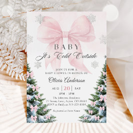 Invitación Pink Bow Baby It's Cold Outside Baby Shower Invit