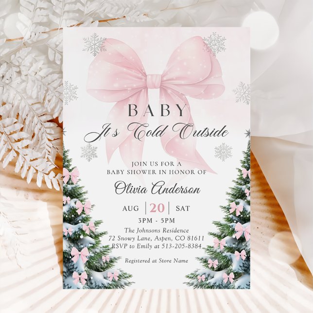 Invitación Pink Bow Baby It's Cold Outside Baby Shower  Invit (Subido por el creador)