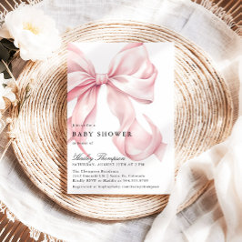 Invitación Pink Bow Baby Shower Coquette Bow