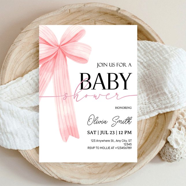Invitación Pink Bow Baby Shower Invitation (Subido por el creador)