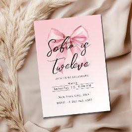 Invitación 🎀 Pink Bow Birthday Party Invitation Cards