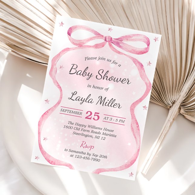 Invitación Pink Bow Boutique Baby Shower (Subido por el creador)