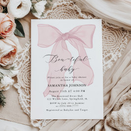 Invitación Pink Bow Bowtiful Baby Girl Baby Shower