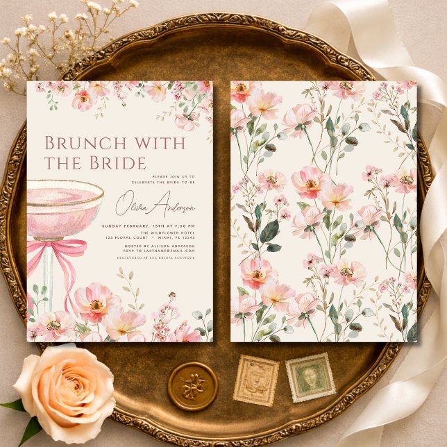 Invitación Pink Bow Brunch with The Bride Bridal Shower (Subido por el creador)