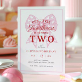 Invitación Pink Bow Cariño es un segundo cumpleaños Chica