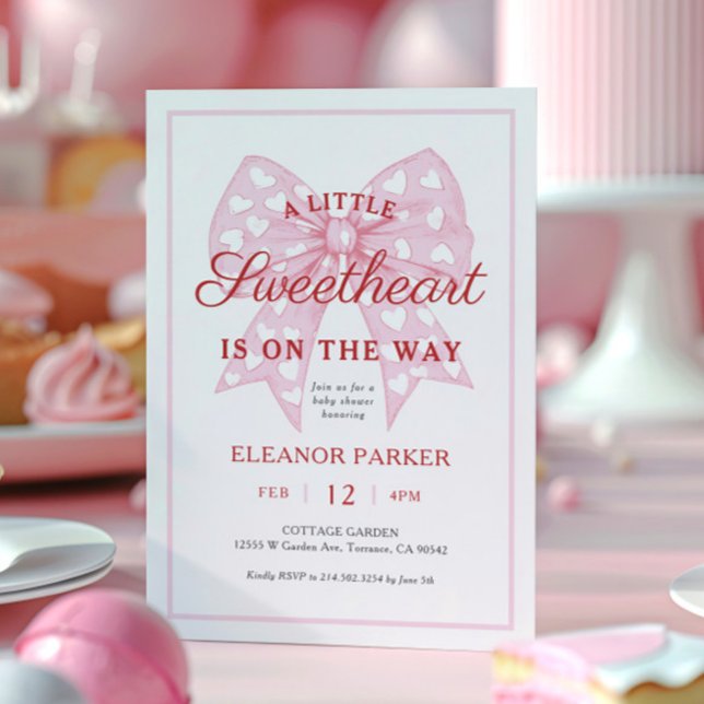 Invitación Pink Bow Cariño Está En Camino De Baby Shower (Subido por el creador)