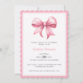 Invitación Pink Bow Coquette Baby Shower
