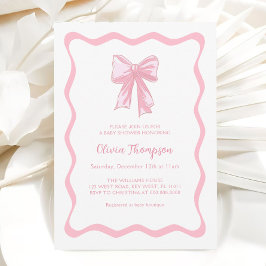 Invitación Pink Bow Coquette Baby Shower
