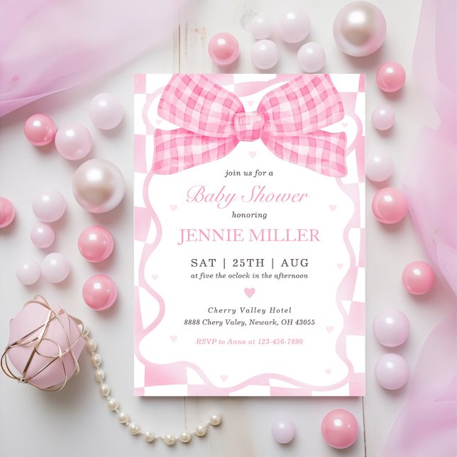 Invitación Pink Bow Coquette Baby Shower (Subido por el creador)
