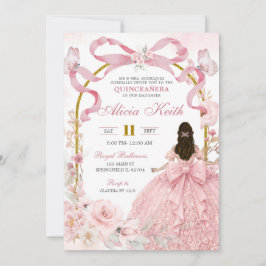 Invitación Pink Bow Coquette Butterfly Quinceanera Invita
