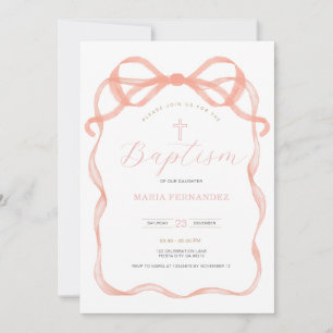 Invitación Pink Bow Coquette Christening