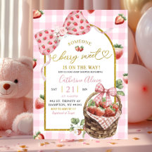 Pink Bow Coquette Gingham Berry Sweet Baby Shower