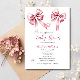 Invitación Pink Bow Coquette Girly Baby Shower