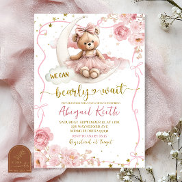 Invitación Pink Bow Coquette no podemos Esperar más fiesta de