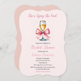 Invitación Pink Bow Coquette Prosecco Ducha de novia