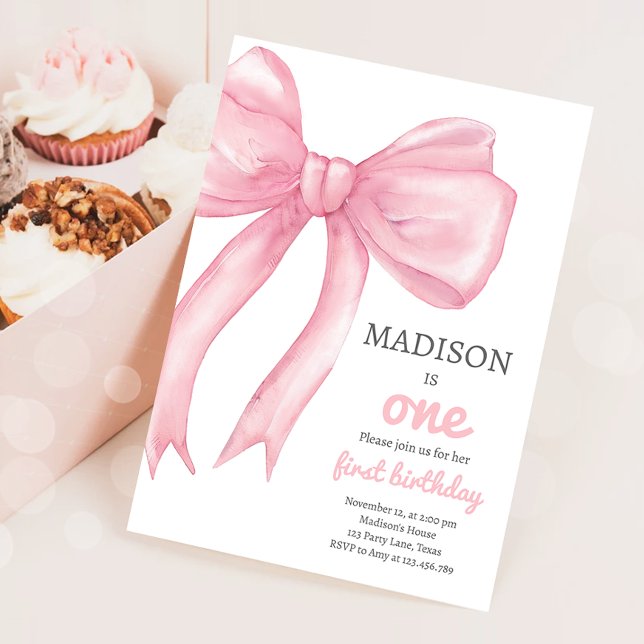 Invitación Pink Bow Coquette quiere ser un Chica (Subido por el creador)
