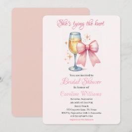 Invitación Pink Bow Coquette Watercolor Ducha de novia