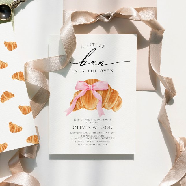 Invitación Pink Bow Croissant Baby Shower (Subido por el creador)