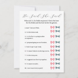 Invitación Pink Bow Dijo Que Dijo Juego - Brigada