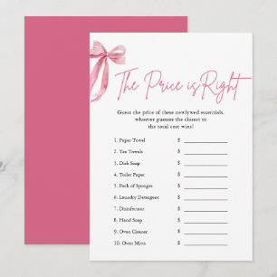 Invitación Pink Bow El precio es el juego de la ducha de novi