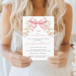 Invitación Pink Bow Floral Baby in Bloom Girl Shower