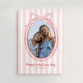 Invitación Pink Bow Frame Valentine’s Day Photo Card