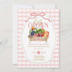 Invitación Pink Bow Gingham Baby Shower de crecimiento local