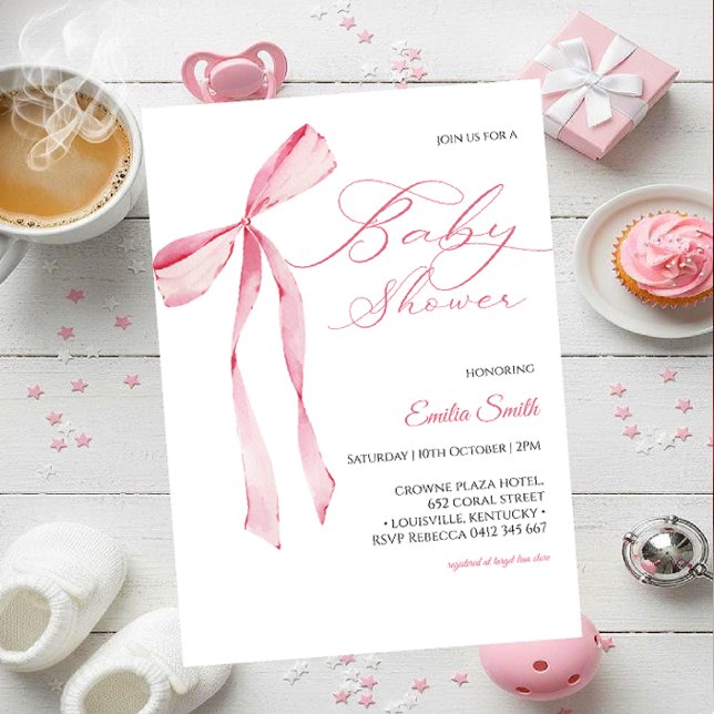 Invitación Pink bow Girl baby shower  (Subido por el creador)