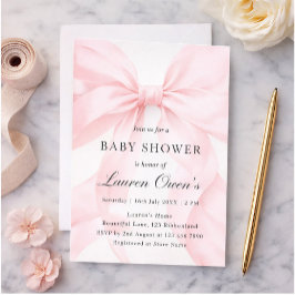 Invitación Pink Bow Girl Baby Shower