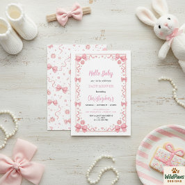 Invitación Pink Bow Girl Baby Shower – Cute & Fun Party