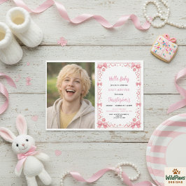 Invitación Pink Bow Girl Baby Shower – Cute & Fun Photo