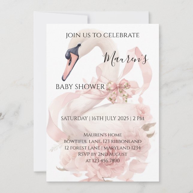 Invitación Pink Bow Girl Baby Shower Invitation (Anverso)