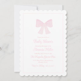 Invitación Pink Bow Grandmillennial Preppy Baby Shower