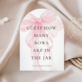 Invitación Pink Bow Guess How Many Game Baby Shower card