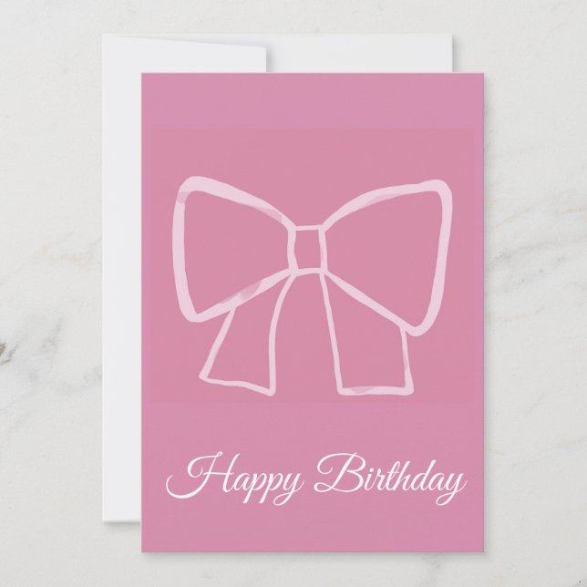 Invitación Pink Bow Happy Birday - (Anverso)