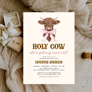 Invitación Pink Bow Holy Cow Western Cowgirl Briower Shower