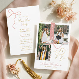 Invitación Pink Bow In Her Grad Era Elegant Photo Graduation
