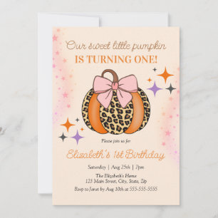 Invitación Pink Bow Leopardo Little Sweet Pumpkin Cumpleaños