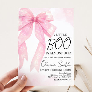 Invitación Pink Bow Little Boo Baby Shower