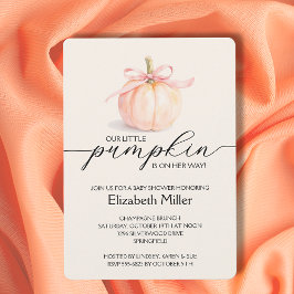 Invitación Pink Bow Little Pumpkin Baby Shower