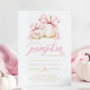 Invitación Pink Bow Little Pumpkin Baby Shower