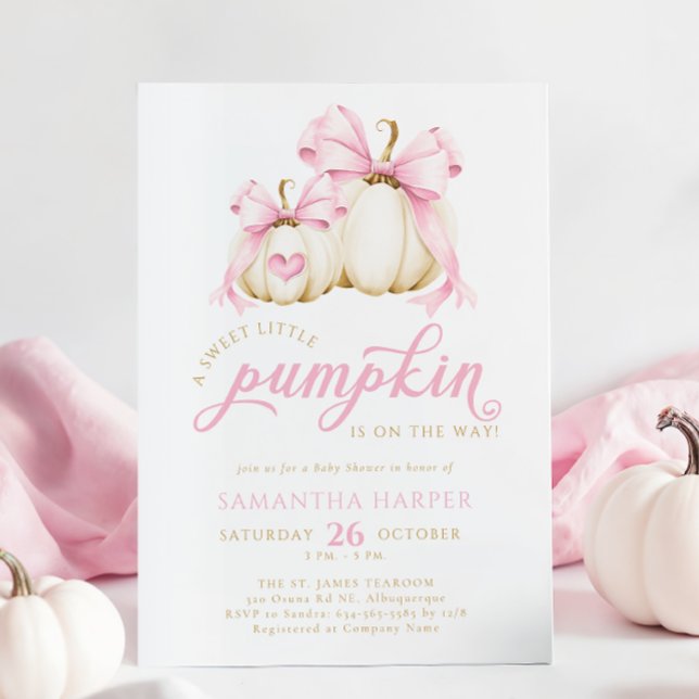 Invitación Pink Bow Little Pumpkin Baby Shower (Subido por el creador)