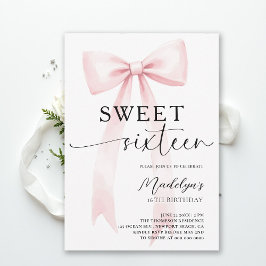 Invitación Pink Bow Modern Elegant Simple Chic Sweet 16