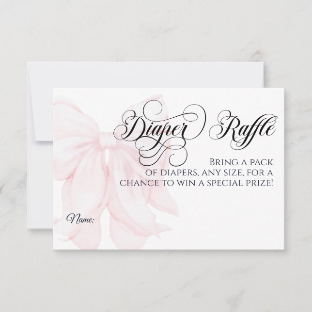 Invitación Pink Bow Moderno Elegante Chica Baby Shower Diaper (Anverso)