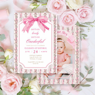Invitación Pink Bow no es ella una maravillosa Chica primer c