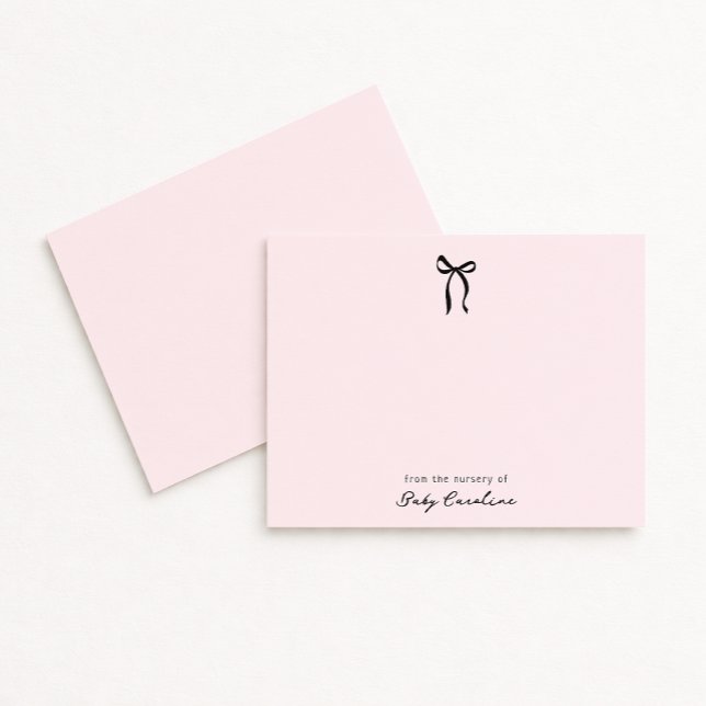 Invitación Pink Bow Nursery Note Card (Subido por el creador)