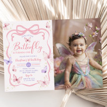 Pink Bow Our Little Butterfly Birday Photo