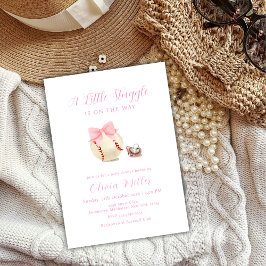 Invitación Pink Bow Pacifier Baseball Sport Girl Baby Shower