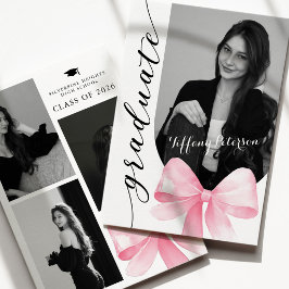 Invitación Pink Bow Photo 2026 Graduation Invitation