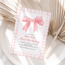 Pink Bow preppy Coquette primer cumpleaños